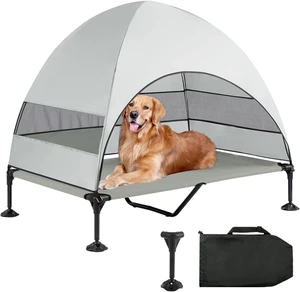 Elvated Hundebett mit Baldachin, tragbares erhöhtes Outdoor Hundebett mit Antirutschfüßen, - Bild 1 von 12