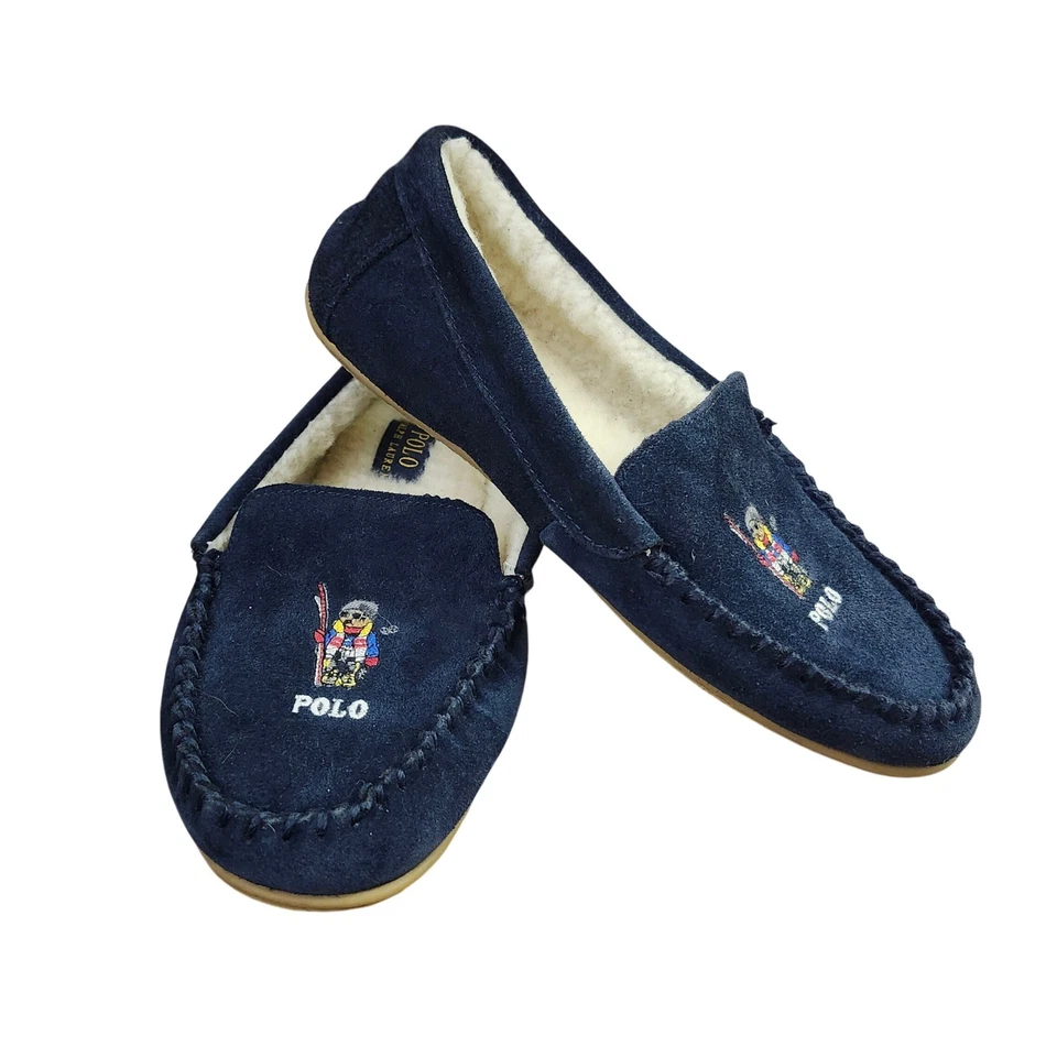 Zapatillas mocasín Polo Ralph Lauren Collins Bear, gamuza azul, talla 8, mocasines Foto 1 de 4