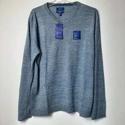 Apt. 9 Slim-Fit Merino Blend V-Neck Sweater Mens Size XL, Soft Blue L/S - NEW - Image 1 of 4