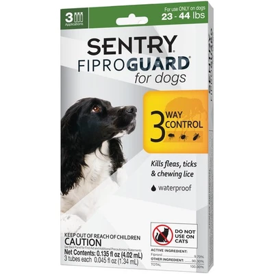 Sentry for Dogs, Flea and Tick Prevention for Dogs (23-44 Pounds), Includes 3... - Image 1 of 4