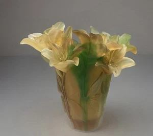 Nancy Daum Style Crystal Iris Multi Color Vase H8” Heavy Art Glass Limited E - Picture 1 of 12