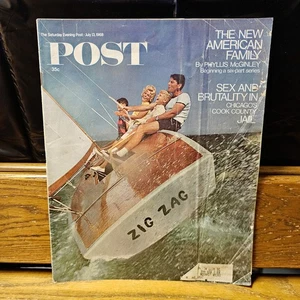 Saturday Evening Post MAGAZINE zig zag sailboat Cook county jail july 13 1968 - Picture 1 of 4