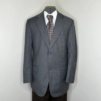 Roundtree & Yorke Hombres Blazer Abrigo Deportivo Traje Chaqueta 40R 44" Gris 2 Botones Lana Foto 1 de 4