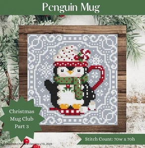 Shannon Christine Designs Counted Cross Stitch Pattern ~ Penguin Mug - Picture 1 of 2