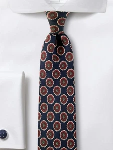Brooks Brothers Mens Vintage Silk Tie Navy Blue Red Green Foulard Medallion - Picture 1 of 10