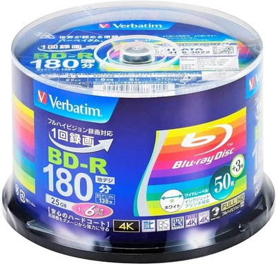 Verbatim Blu ray Blank Media 6X 25GB BD-R Blueray Printable Spindle 50-sheets - Image 1 of 4
