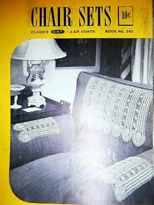 Clark 242 CHAIR SETS 1948 crochet pattern booklet - Picture 1 of 2