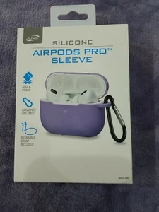 New! iLive AIR PODS PRO Silicone Sleeve Carry Case Purple Violet Neckband Strap - Picture 1 of 10