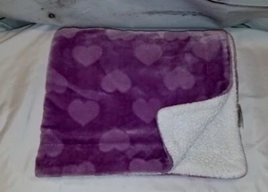 S L S.L. Home Fashions Baby Blanket Purple Heart White Sherpa back 3D Textured  - Picture 1 of 10