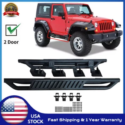 Running Boards For 2007-2018 Jeep Wrangler JK 2 Door Side Steps Nerf Bars Black Foto 1 de 4