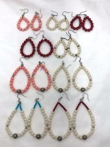 Sterling Silver .925 4mm Coral Beaded Pierced Earrings  Various Styles  Colors - Picture 1 of 21