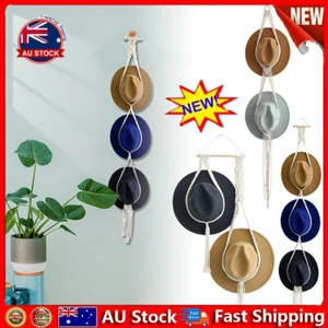 Boho Hand-Woven Macrame Hat Display Rack Hanging Cap Holder Hat Rope hanger IW - Picture 1 of 14