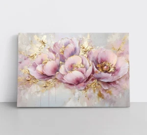 Rosa Gold Blumen Gemälde Druck Leinwand Floral Botanisch Wandbild Dekor Badezimmer - Bild 1 von 10