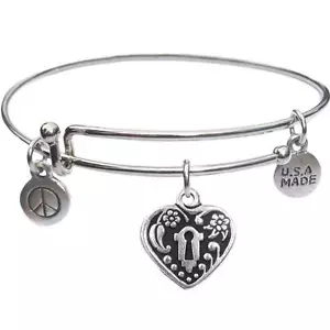 Bangle Bracelet and Heart Lock - USA Made - BBandJT142 - Picture 1 of 1