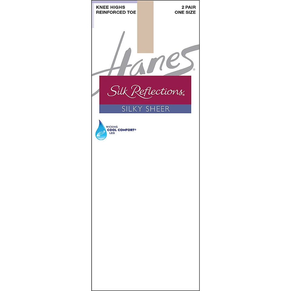 Hanes 775 Travel Buff Silk Reflections Silky Sheer Reinforced Toe Knee Highs