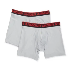 Under Armour 1361650 Mens 5XL UA Performance 6 Inch Boxerjocks 2 Pack Lt Gray - Picture 1 of 5