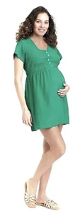 Ingrid & Isabel Short Sleeve Woven Mini Maternity Dress with Pockets Green Sz S - Picture 1 of 4