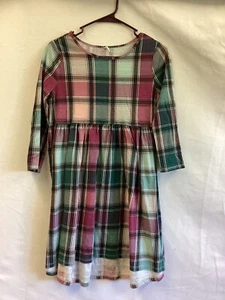 FabKids Green Purple Plaid dress 3/4 sleeves Girls sz XXL 14/16 - Picture 1 of 8