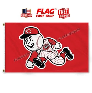 Cincinnati Reds Mascot 3x5 ft Flag Banner MLB Logo Baseball FREE Shipping USA - Picture 1 of 16