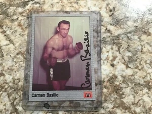 Tarjeta firmada de Carmen Basilio. Campeón del Mundo Peso Welter - Imagen 1 de 1