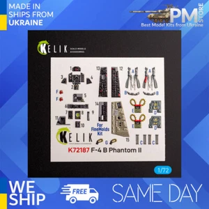 Kelik K72187 1/72 F-4B Phantom interior calcomanías 3D para kit FineMolds - Imagen 1 de 4