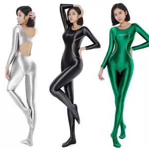 AMORESY Damen Glitzer Overalls Einteilig Patchwork Catsuit Bodysuit Jumpsuit Gym - Bild 1 von 13
