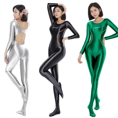 AMORESY Damen Glitzer Overalls Einteilig Patchwork Catsuit Bodysuit Jumpsuit Gym - Bild 1 von 4