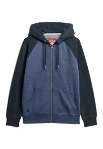 Superdry Hoody Full Zip Long Sleeve Essential Baseball Hoodie Navy Blue - Picture 1 of 5