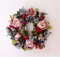Handmade artificial flower wicker wreath for door 30cm 12inch