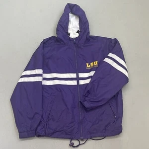 LSU Jacket Men's Medium Windbreaker Hooded Pockets Storm Duds Louisiana State - Picture 1 of 5