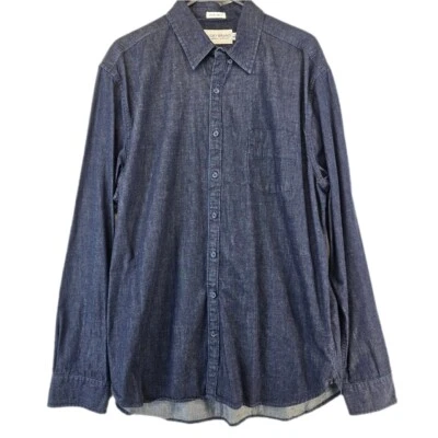 Camisa vaquera Lucky Brand para hombre talla XL abotonada manga larga informal azul cambray Foto 1 de 4
