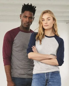 Bella + Canvas - Unisex Three-Quarter Sleeve Baseball T-Shirt - 3200 - Picture 1 of 36