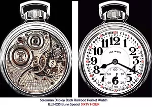 SIXTY HOUR Display Back Main Liner Case Pocket Watch ILLINOIS Bunn Special - Picture 1 of 5