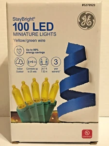 GE StayBright 100 gelbe Mini-LED-Leuchten grünes Kabel Innen/Außen - Bild 1 von 6