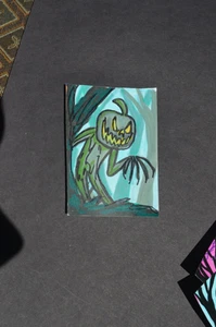ACEO Original Horror Pumpkin Stalker kein Print Mischtechnik - Bild 1 von 3
