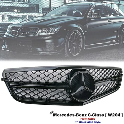 Parrilla estilo AMG para Mercedes Benz W204 C250 C300 C350 2008-2013 con emblema Foto 1 de 4