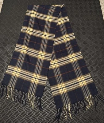  Hombre Negro Marrón 1826 Lana Mezcla Cachemira Cuadros Beige Azul Marino con Flecos Foto 1 de 4