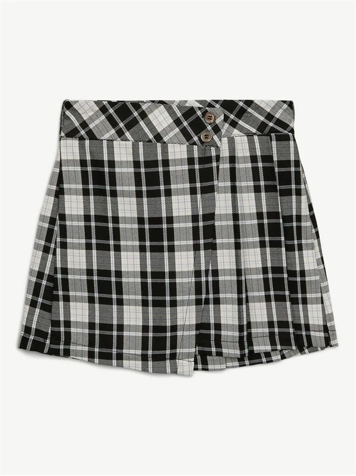 NUEVA FALDA PLISADA ASIMÉTRICA A CUADROS BLANCA Y NEGRA TALLA L 12/14 para niñas Justice Foto 1 de 1