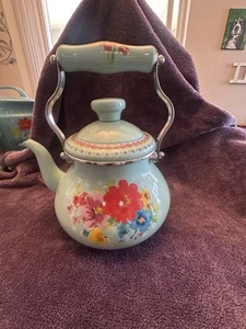The Pioneer Woman Tea Kettle Breezy Blossom 1.9-Quart Enamel Floral - Picture 1 of 6