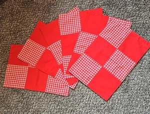 Gesteppte rote Gingham Tischsets 6er Set Landhaus Küche Patchwork Landhaus Bauernhof - Bild 1 von 8