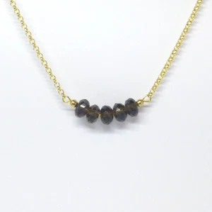 Halskette Gold Rauchquarz Rondelle facettiert braun 44cm UNIKAT - Bild 1 von 7