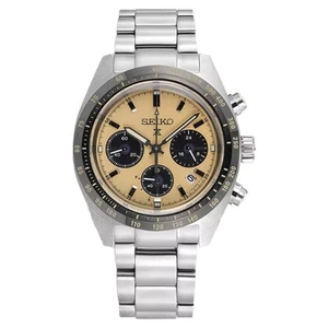 New Seiko Prospex Speedtimer Watch Khaki Dial Stainless Steel Bracelet Watch - Picture 1 of 2