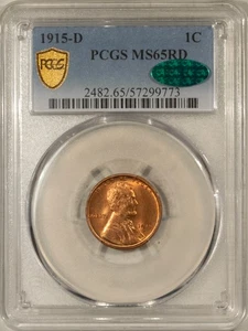 1915-D LINCOLN CENT - PCGS MS-65 RD, FIERY RED GEM! CAC APPROVED! - Picture 1 of 3