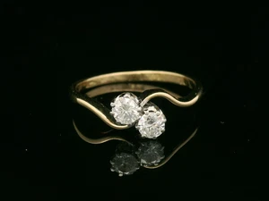 Viktorianischer 18kt Gelbgold 0,30ct Et Moi Diamant Ring - Größe M - Bild 1 von 12
