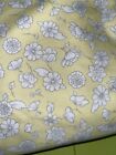 London Kaye King Size Spring Summer Flat Sheet Pastel Yellow Gray Floral Print