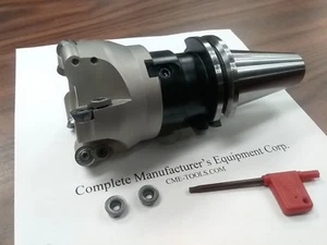 3" face mill R200, w. 5 Sandvik RCKT1204 Round inserts, CAT40 arbor#506-R200-3 - Picture 1 of 3