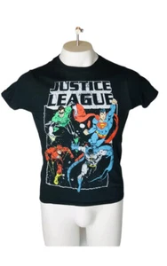 Justice League Boys T-Shirt Small Superhero Superman Batman Black Shirt (8 - Picture 1 of 5