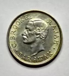 Sarawak 1913 10 Cent Silver Coin - Picture 1 of 5