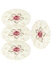 4 Pack Round Embroidered Flower Placemats Dining Dinner Table Place Mat Set