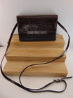 Brighton Handbag Shoulder CrossBody Wallet Leather Black Brown Croc Trim MINT